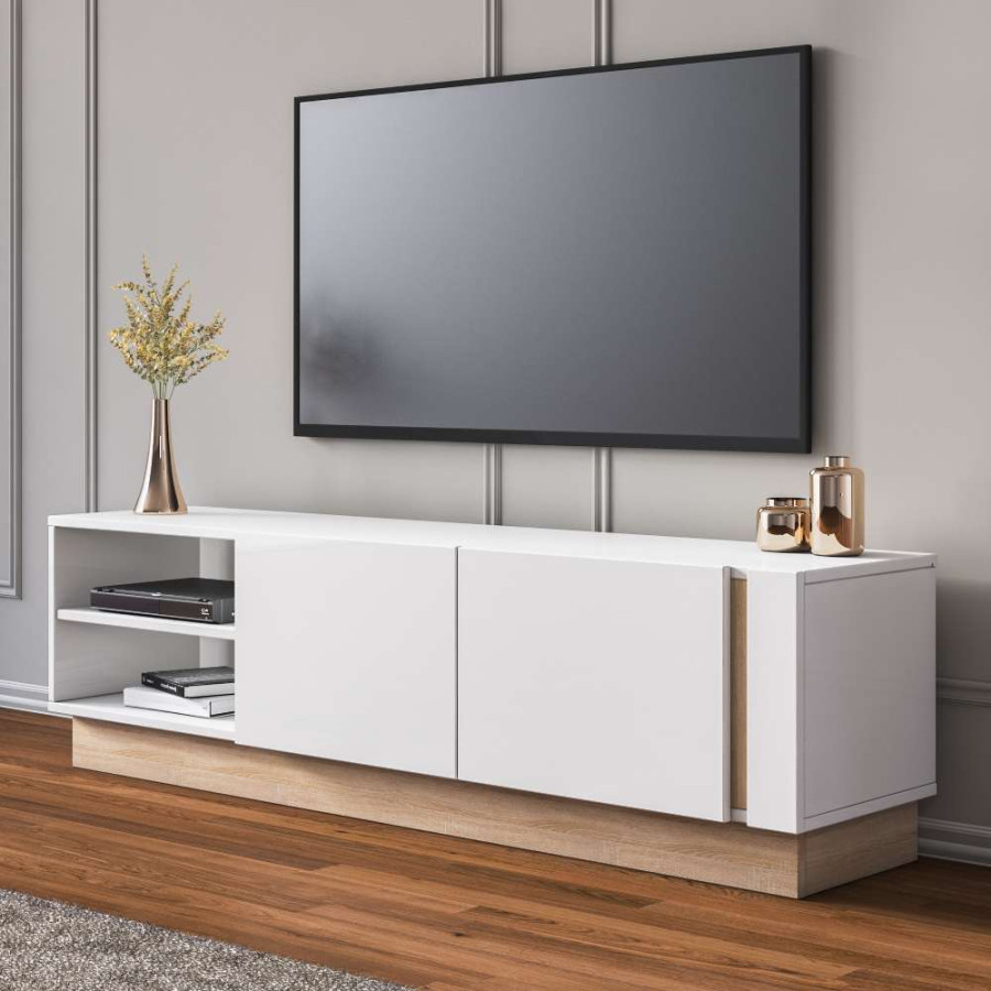 KOMODA ZA TV CAMILLO 160X45X35CM BIJELA VISOKI SJAJ/SONOMA