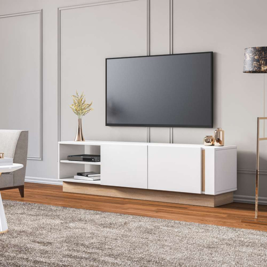 KOMODA ZA TV CAMILLO 160X45X35CM BIJELA VISOKI SJAJ/SONOMA