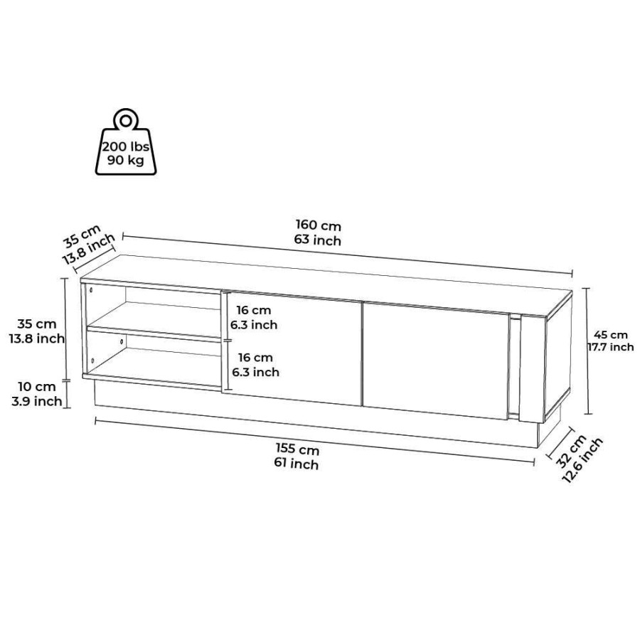 KOMODA ZA TV CAMILLO 160X45X35CM BIJELA VISOKI SJAJ/SONOMA