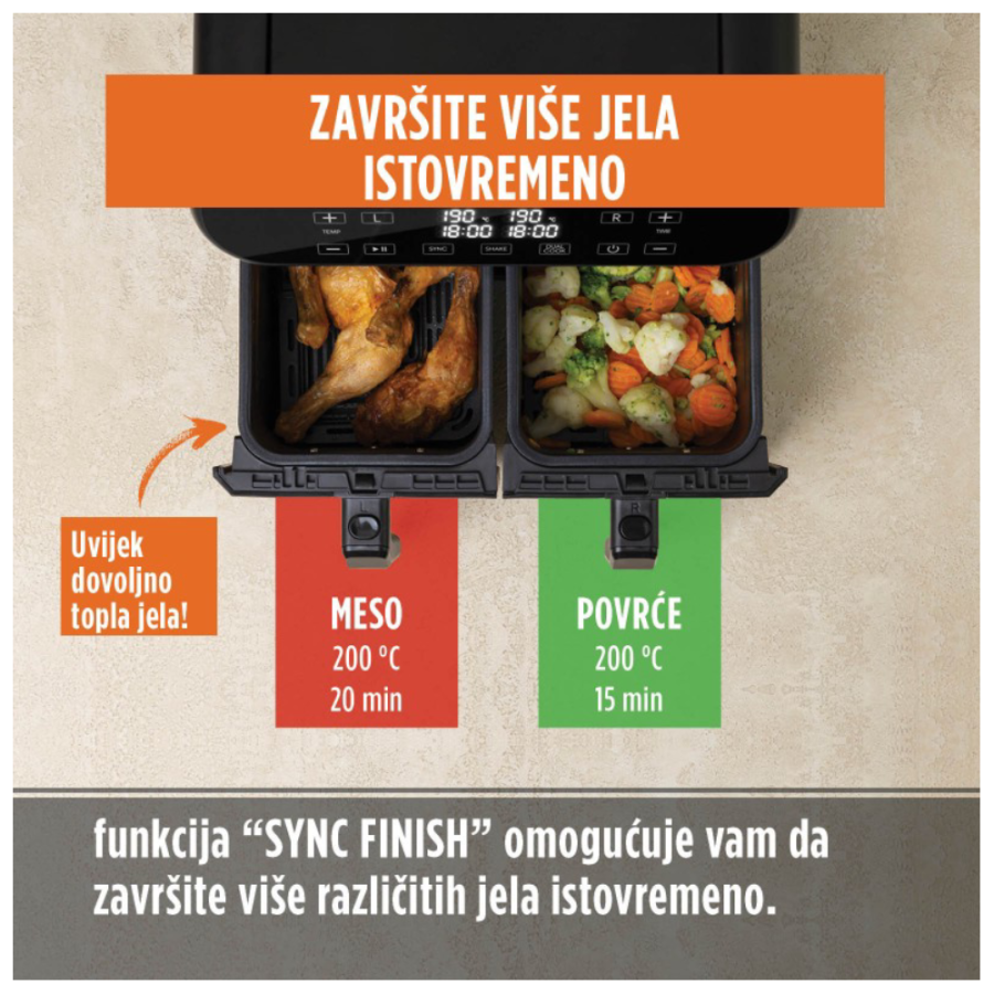 FRITEZA NA VRUĆI ZRAK ROSMARINO PRO XXL 2 POSUDE