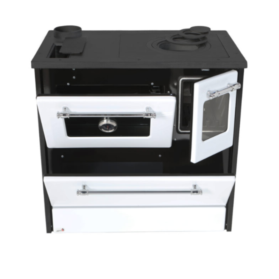 ŠTEDNJAK NA ČVRSTO GORIVO MAX 701 G STAKLO LIJEVI CRNO BIJELI