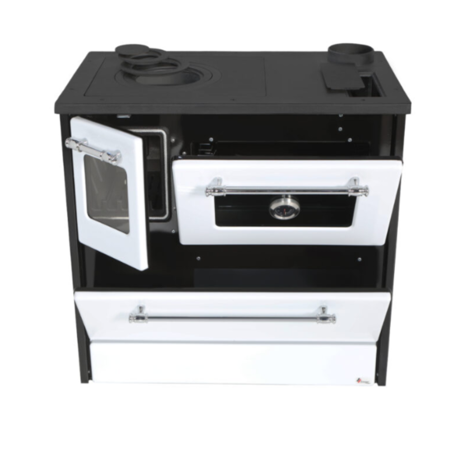 ŠTEDNJAK NA ČVRSTO GORIVO MAX 701 G STAKLO DESNI CRNO BIJELI