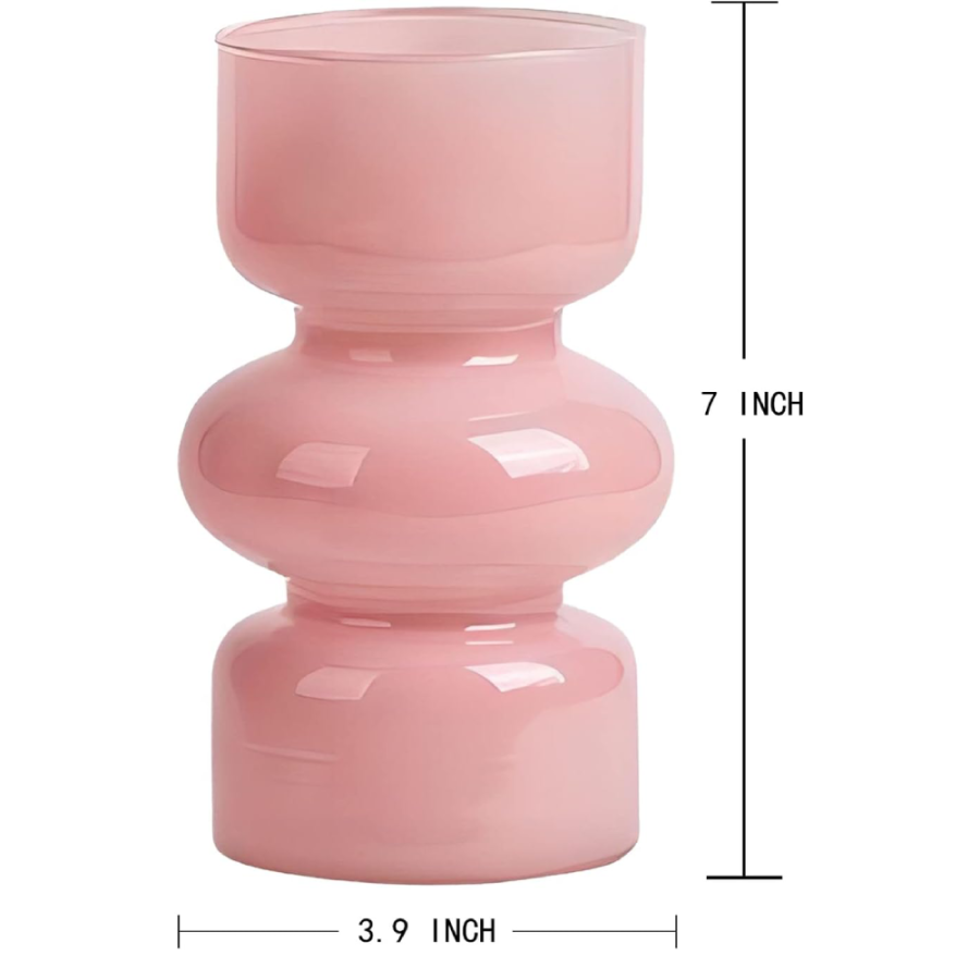 STAKLENA VAZA FI9CM H-19CM ROZA