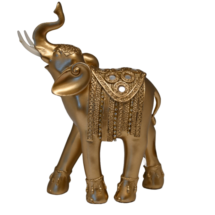 DEKORACIJA KERAMIČKA 20X15,7CM SLON ZLATNI