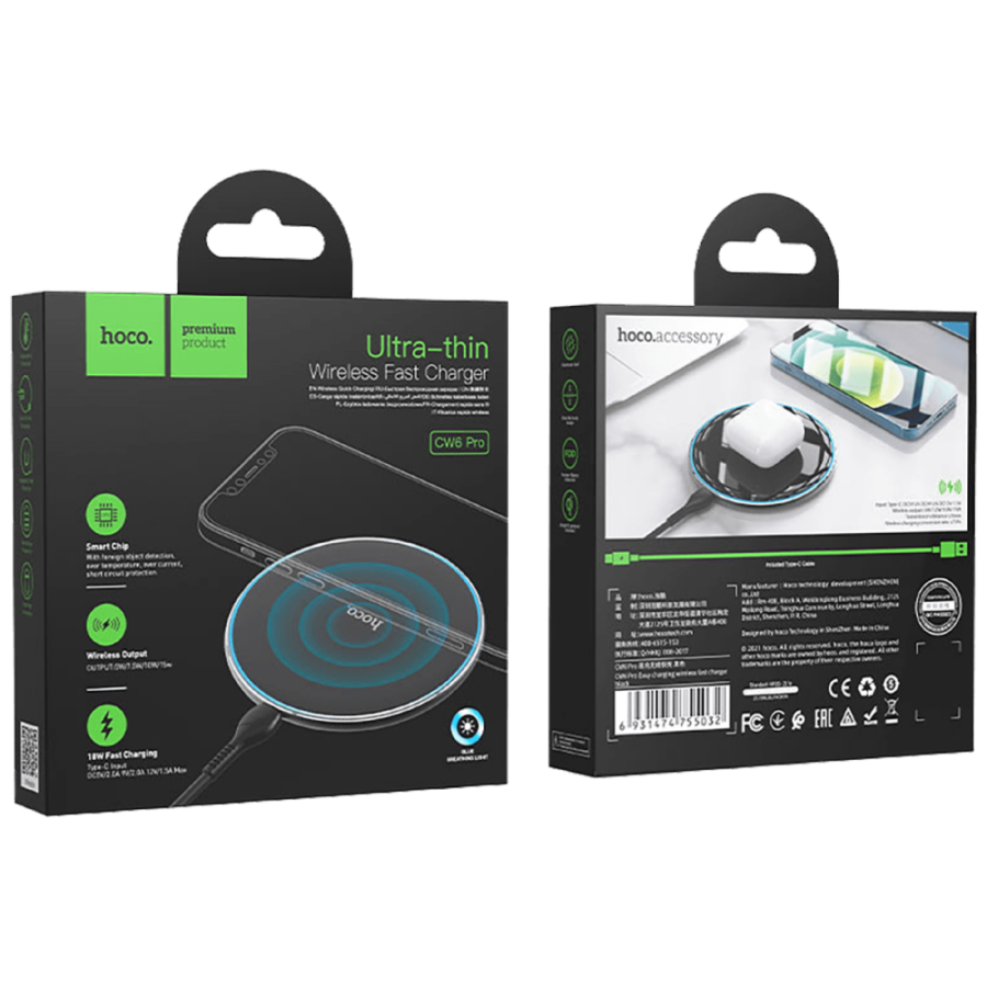 HOCO PUNJAČ ZA MOBITEL BEŽIČNI CW6 UNIVERZALNI