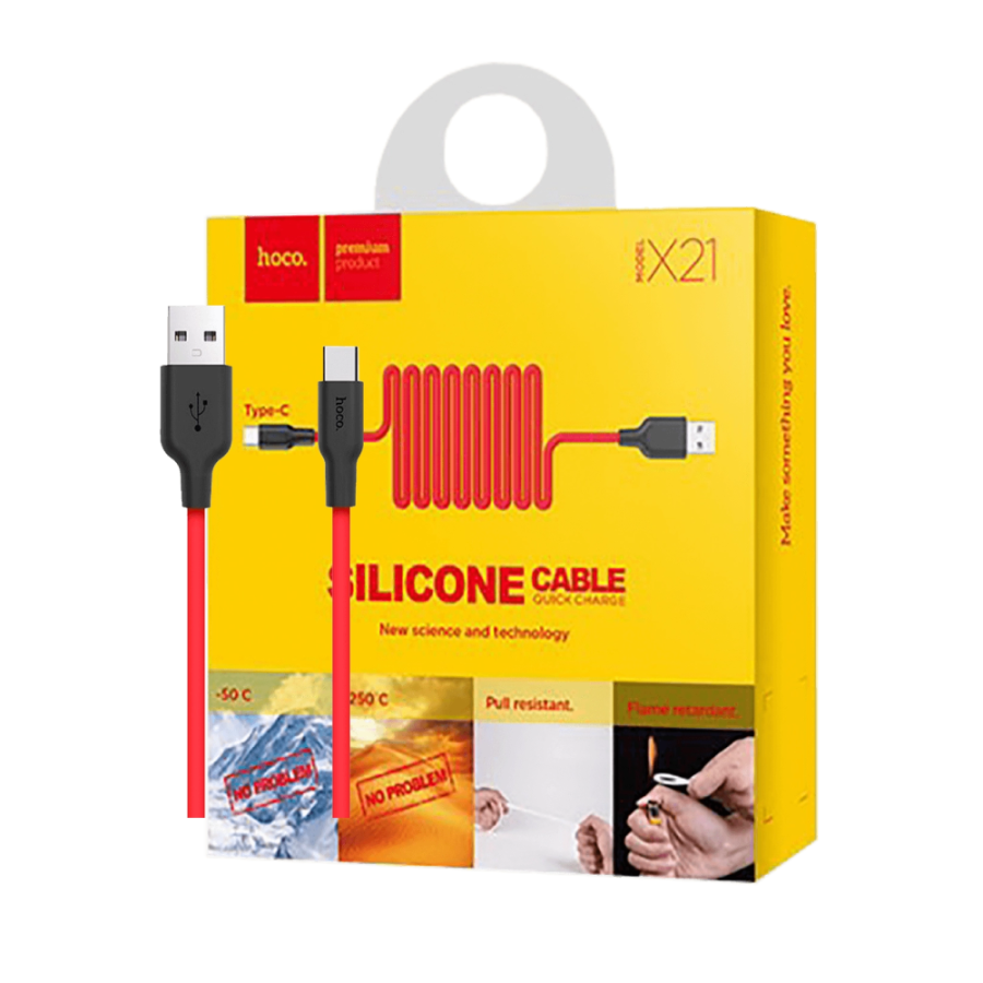 KABAL ZA MOBITEL TYPE-C HOCO X21 CRNO CRVENI