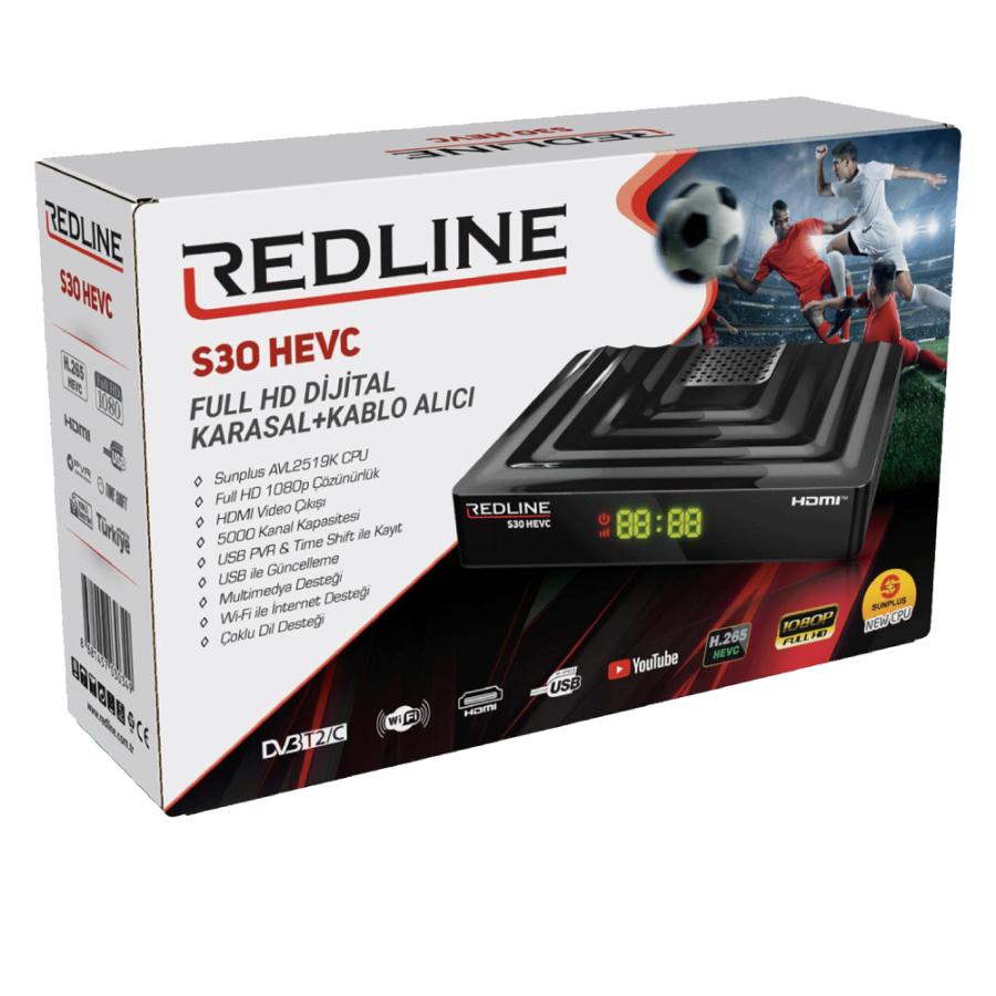 RESIVER ZEMALJSKI REDLINE S30 HEVC DVB-T2/C WIFI