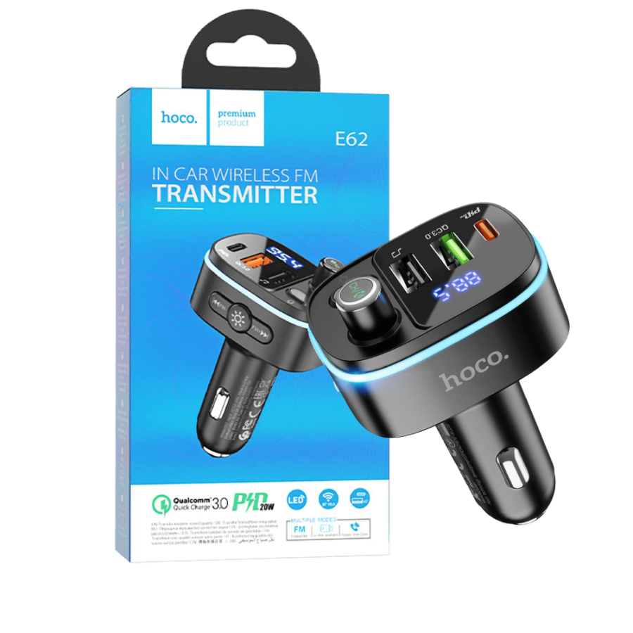 TRANSMITER HOCO E62 BLUETOOTH 12/24 2XUSB 1XUSB-C