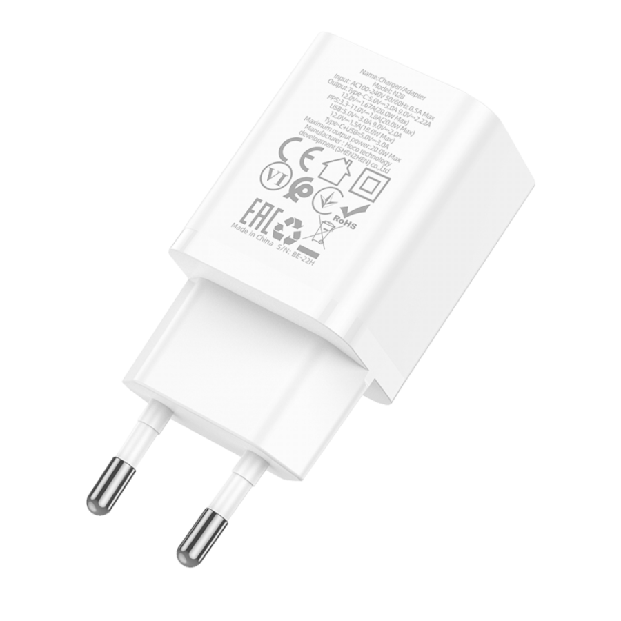 HOCO PUNJAČ ZA MOBITEL TYPE-C+USB 20W