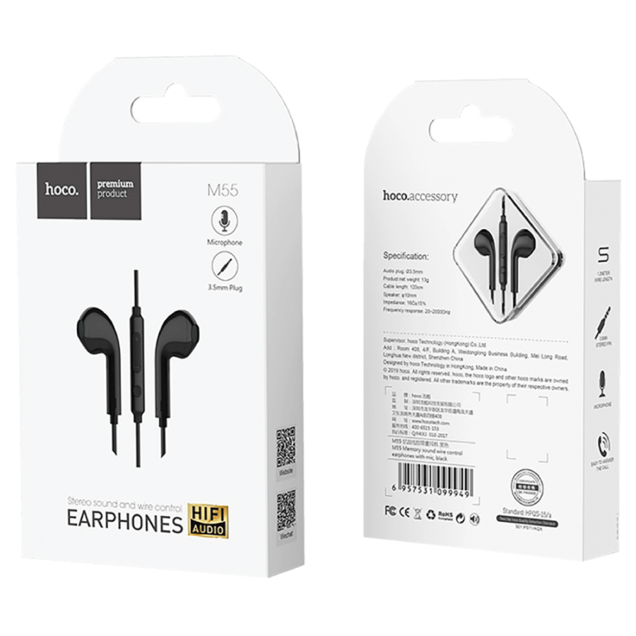 HOCO SLUŠALICE MINI SA MIKROFONOM M55 CRNE