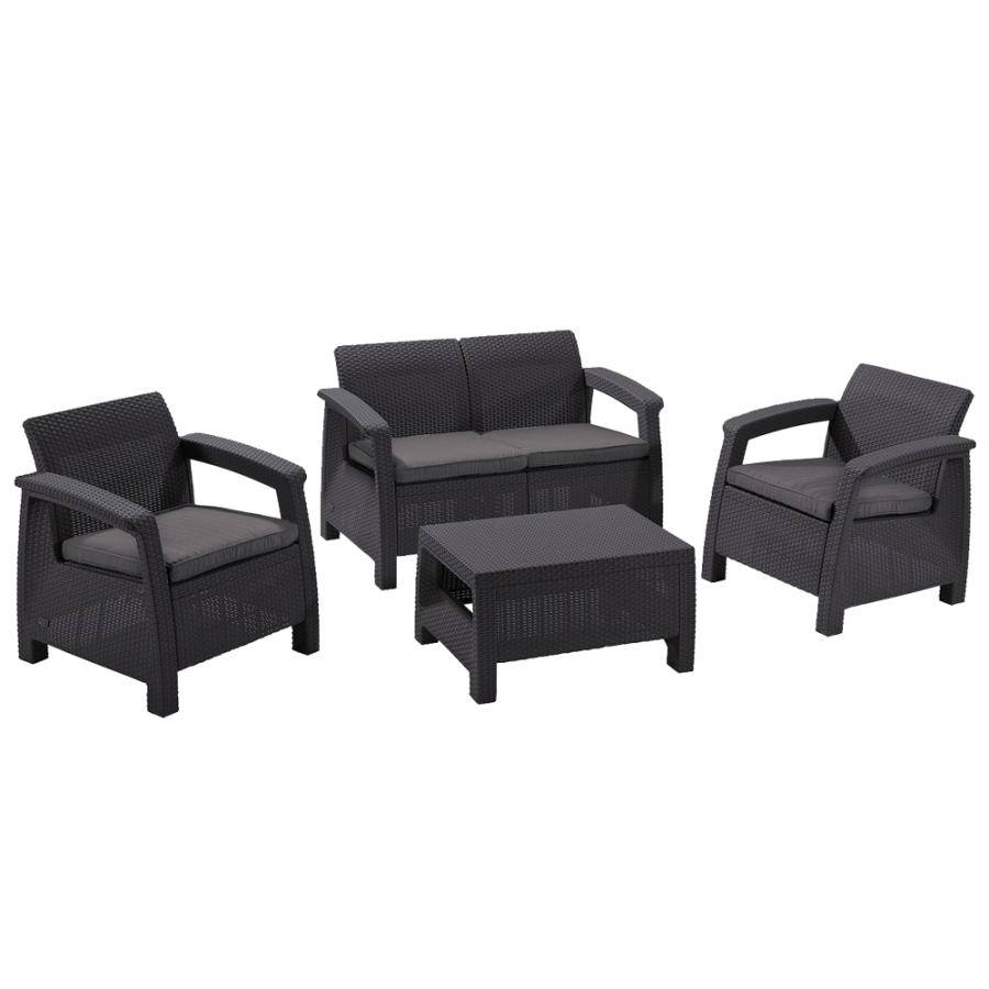 GARNITURA ZA VRT DFFS SIVA RATTAN CORFU II 9117-939 ALLIBERT