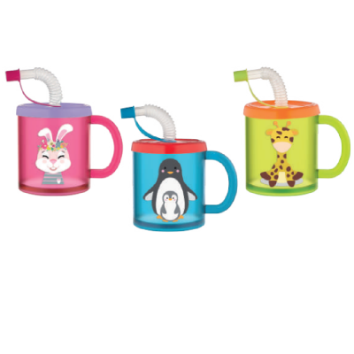 DJEČIJA ŠOLJA SA SLAMKOM I POKLOPCEM 0,2L