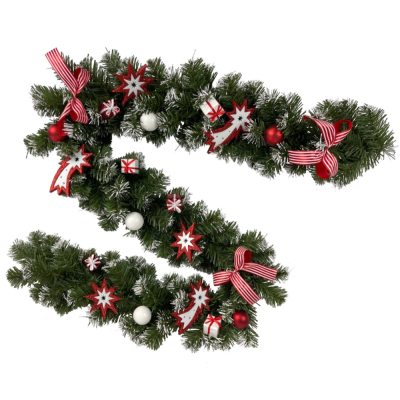 GRANA NOVOGODIŠNJA OKIĆENA 180CM RED BERRY