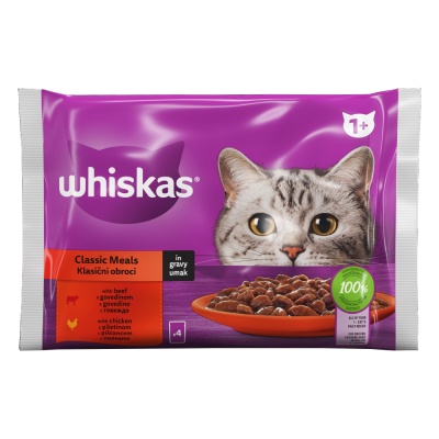 WHISKAS HRANA ZA MAČKE 4X85G MESO I POVRĆE