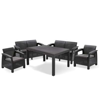 GARNITURA ZA VRT DDFFS SIVA RATTAN CORFU FIESTA 223216 ALLIBERT